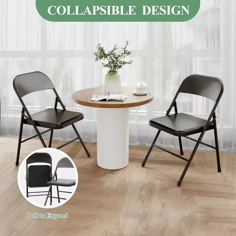 Lot de 4 chaises pliantes – Chaises de camping robustes avec capacité de 159 kg, siège rembourré et support dorsal pour utilisation intérieure/extérieure