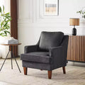 VINGLI Mid-Century Modern Accent Chair, Black Upholstered Armchair Comfy Sofa Chair Reading Chair