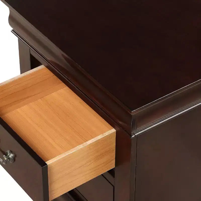 Commode à 5 tiroirs en bois massif pour chambre à coucher, lit traîneau, quincaillerie en laiton, assemblage facile