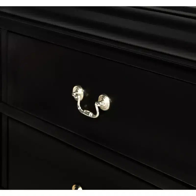 Commode à 5 tiroirs en bois massif pour chambre à coucher, lit traîneau, quincaillerie en laiton, assemblage facile