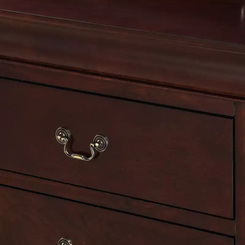 Commode à 5 tiroirs en bois massif pour chambre à coucher, lit traîneau, quincaillerie en laiton, assemblage facile