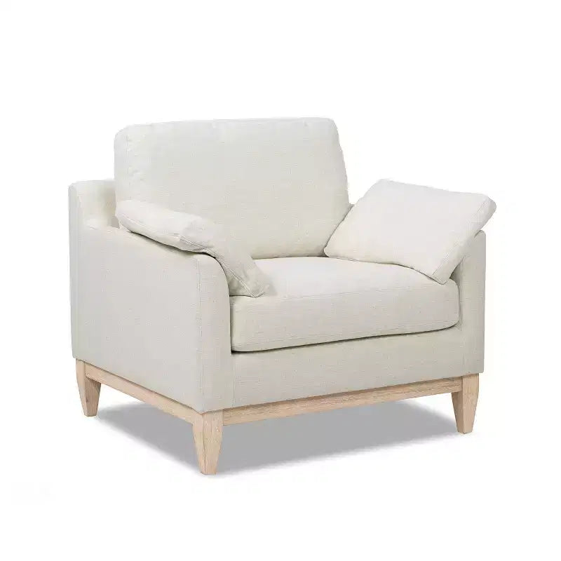 Fauteuil d'appoint large de 36 pouces Jennifer Taylor Home Pasadena, style ferme moderne, en lin blanc