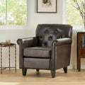 Christopher Knight Home Veronica Contemporary Bonded Leather Tufted Club Chair with Rolled Arm Design