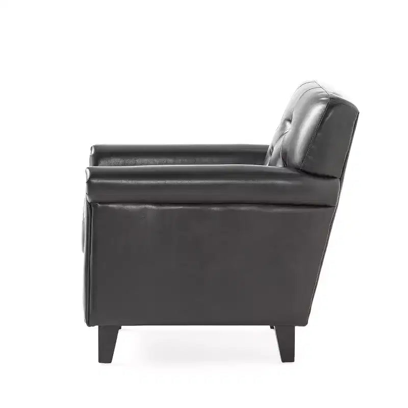 Christopher Knight Home Veronica Fauteuil Club Contemporain en Cuir Collé Tufté avec Accoudoirs Roulés