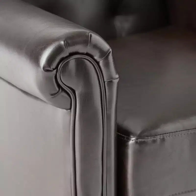 Christopher Knight Home Veronica Fauteuil Club Contemporain en Cuir Collé Tufté avec Accoudoirs Roulés