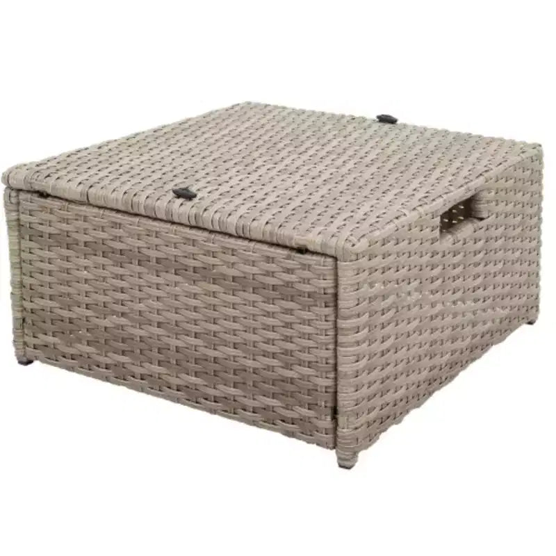 Ensemble de meubles de patio, ensemble de conversation d'extérieur 4 pièces avec canapé modulable en osier toutes saisons, pouf et coussins