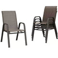 Lot de 4 Chaises de Salle à Manger Empilables, Chaises Empilables avec Tissu Textilène Respirant et Cadre en Métal, Sièges de Repas Extérieurs pour Patio, Terrasse, Jardin