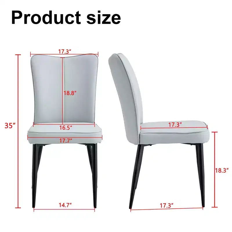 Dining Chairs Set Of 2, PU Leather Backrest & Upholstered Seat Cushions & Black Metal Chair Legs, for Restaurants, Bedrooms, Living Rooms