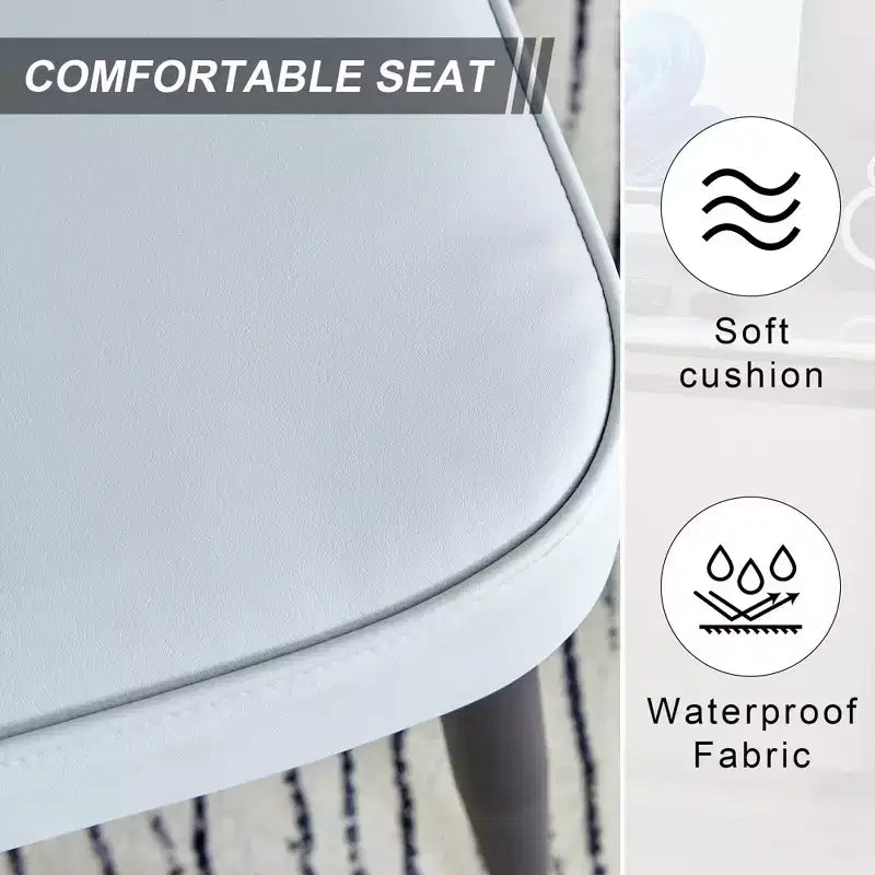 Dining Chairs Set Of 2, PU Leather Backrest & Upholstered Seat Cushions & Black Metal Chair Legs, for Restaurants, Bedrooms, Living Rooms