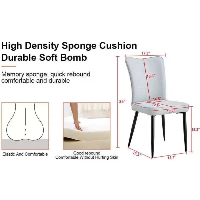 Dining Chairs Set Of 2, PU Leather Backrest & Upholstered Seat Cushions & Black Metal Chair Legs, for Restaurants, Bedrooms, Living Rooms