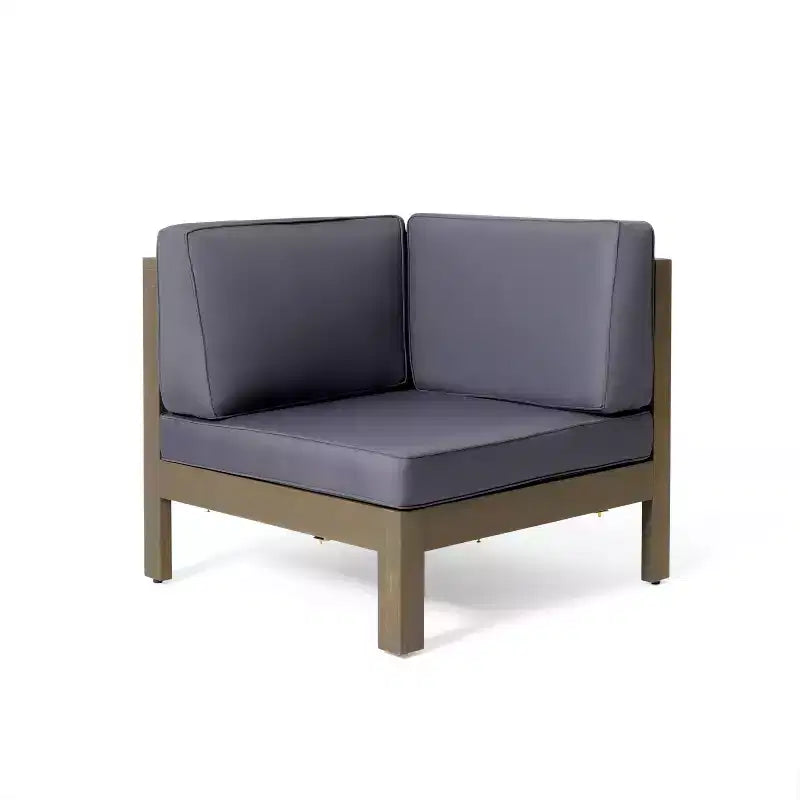 Christopher Knight Home Brava Canapé d'angle d'extérieur en bois d'acacia 8 places avec foyer