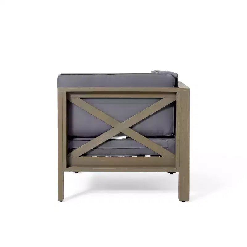 Christopher Knight Home Brava Canapé d'angle d'extérieur en bois d'acacia 8 places avec foyer