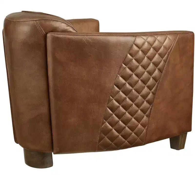 Fauteuil Art Leon en cuir avec design matelassé pour un confort intemporel