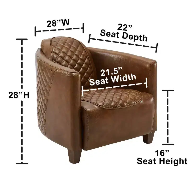 Fauteuil Art Leon en cuir avec design matelassé pour un confort intemporel