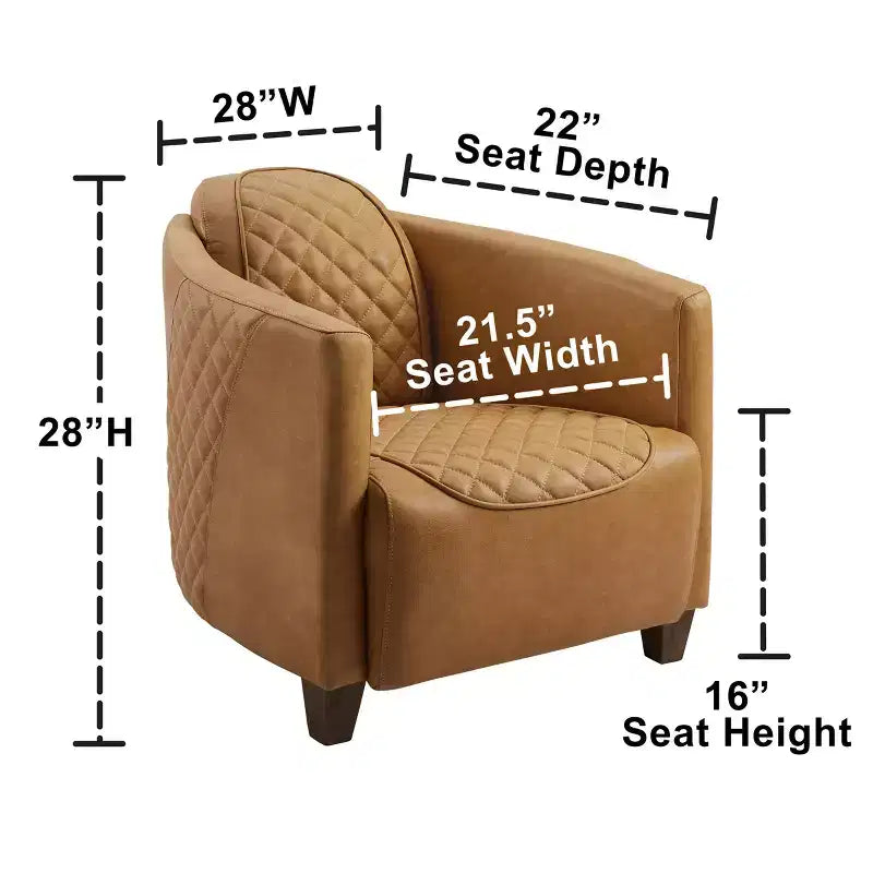 Fauteuil Art Leon en cuir avec design matelassé pour un confort intemporel