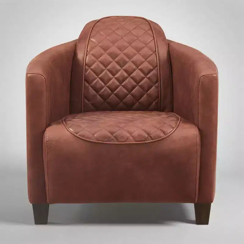 Art Leon Leather Accent Chair with Quilted Design for Timeless Comfort