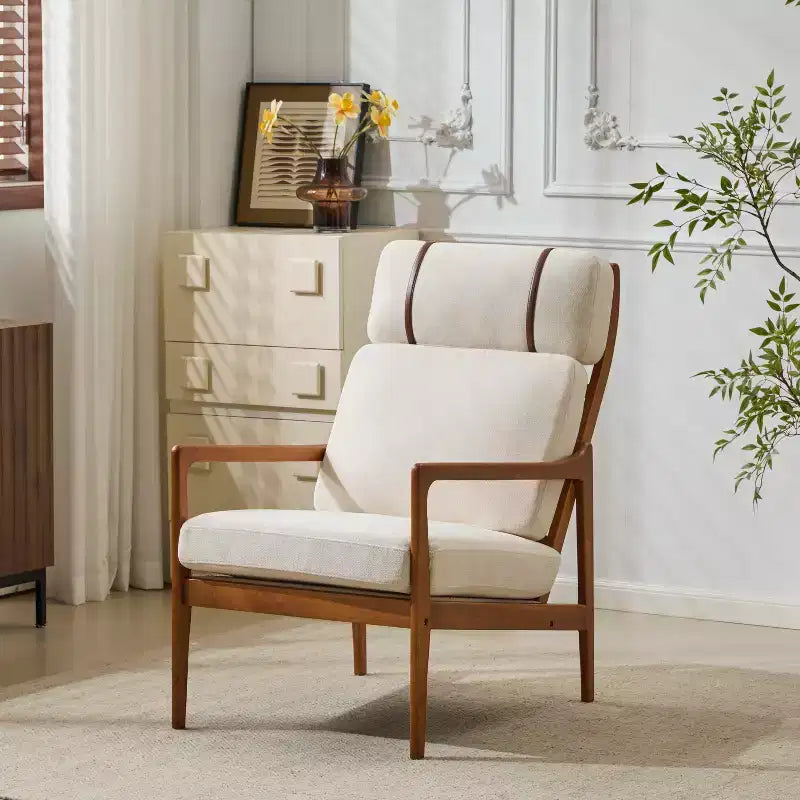 Christopher Knight Home Zephys Mid-Century Modern Wooden Armchair with High Back and Cushions