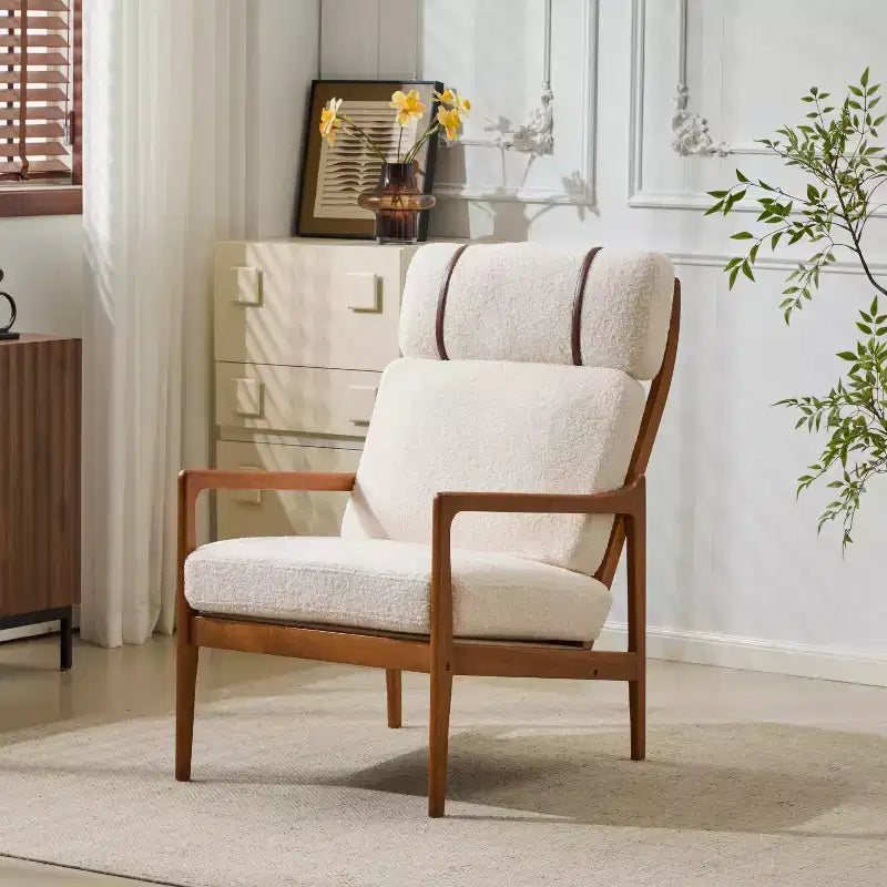 Christopher Knight Home Zephys Mid-Century Modern Wooden Armchair with High Back and Cushions