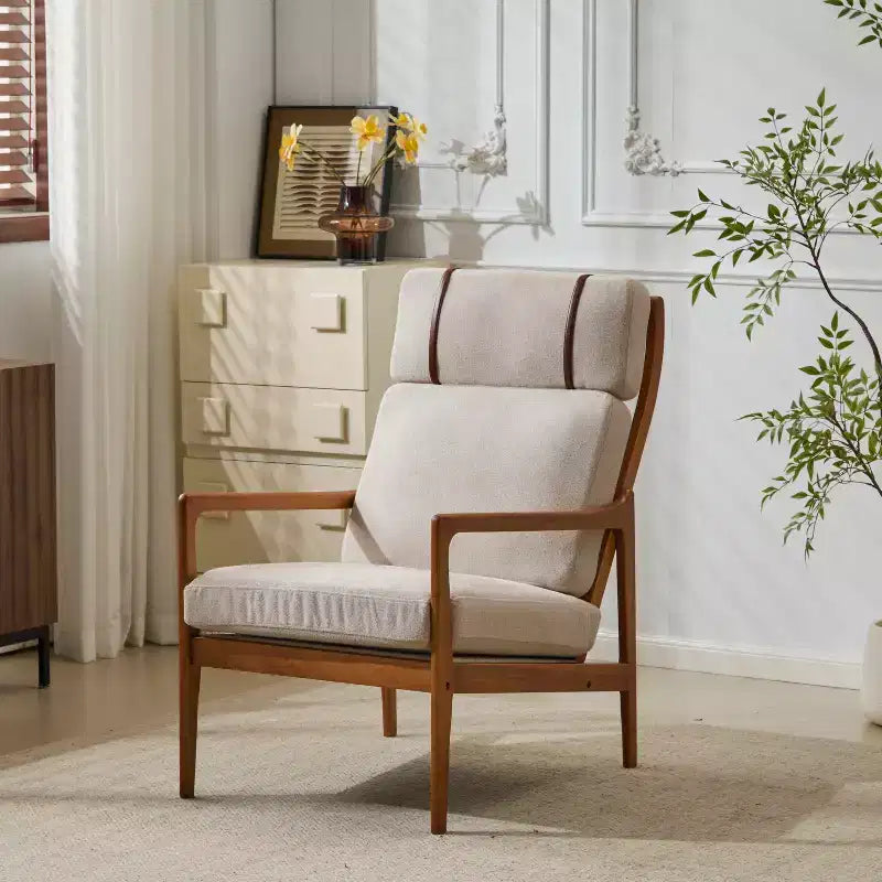 Christopher Knight Home Zephys Mid-Century Modern Wooden Armchair with High Back and Cushions