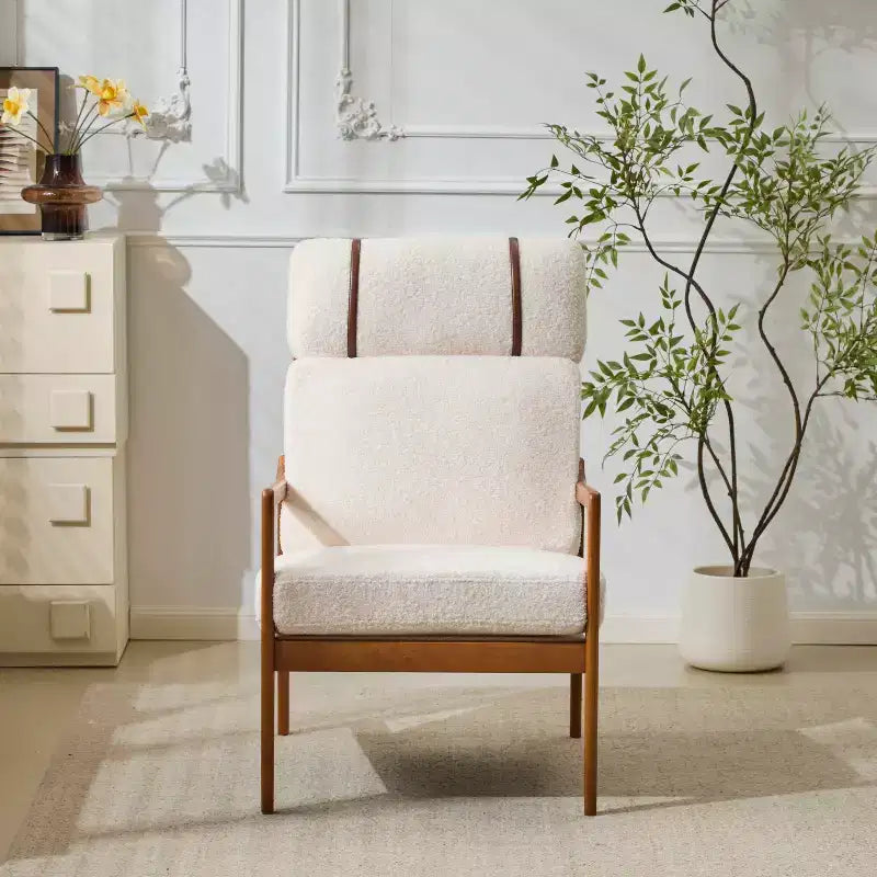 Christopher Knight Home Zephys Mid-Century Modern Wooden Armchair with High Back and Cushions