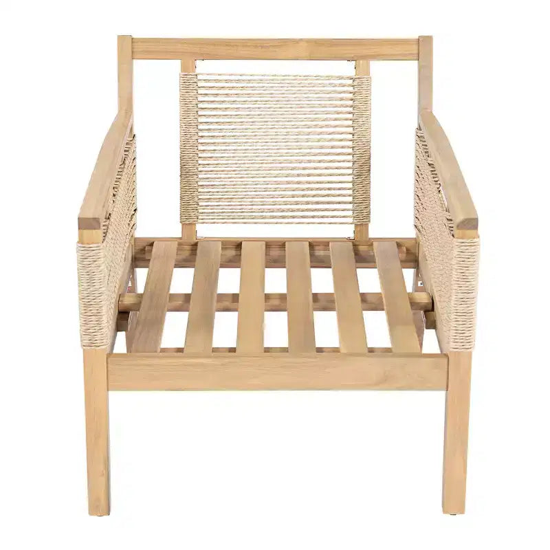 Ensemble de canapés de patio en bois d'acacia Whisen 5 pièces, ensemble de conversation d'extérieur avec canapé 3 places, 2 chaises et 2 tables basses
