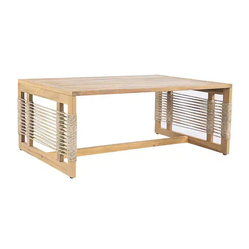 Ensemble de canapés de patio en bois d'acacia Whisen 5 pièces, ensemble de conversation d'extérieur avec canapé 3 places, 2 chaises et 2 tables basses
