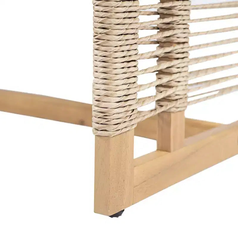 Ensemble de canapés de patio en bois d'acacia Whisen 5 pièces, ensemble de conversation d'extérieur avec canapé 3 places, 2 chaises et 2 tables basses