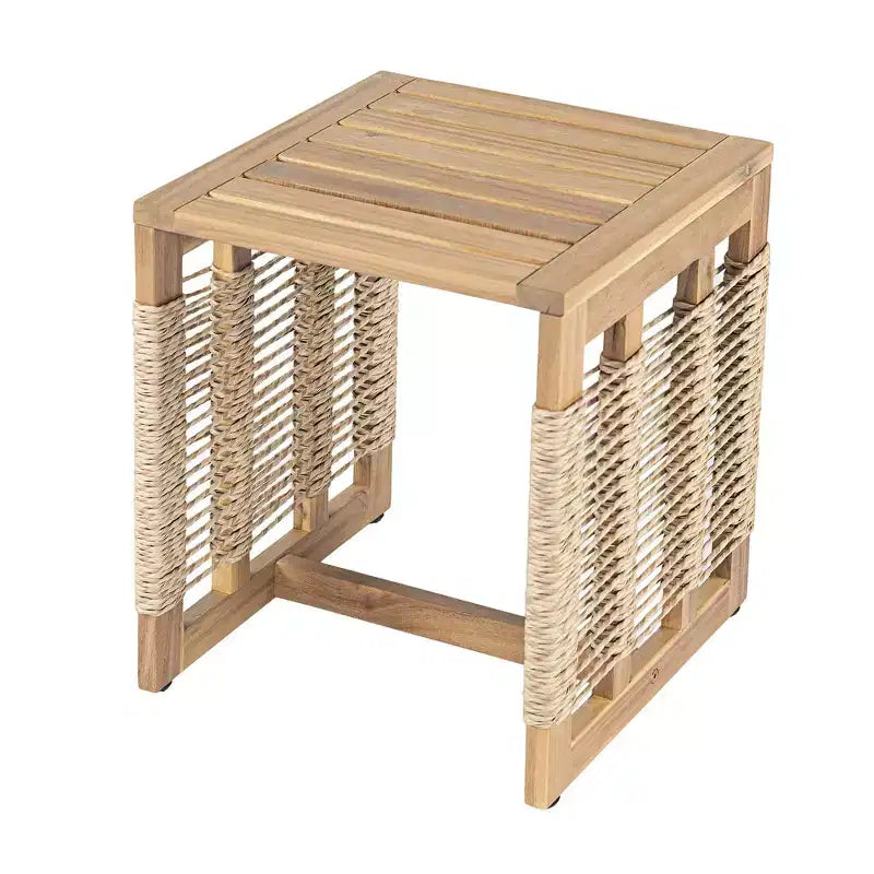 Ensemble de canapés de patio en bois d'acacia Whisen 5 pièces, ensemble de conversation d'extérieur avec canapé 3 places, 2 chaises et 2 tables basses
