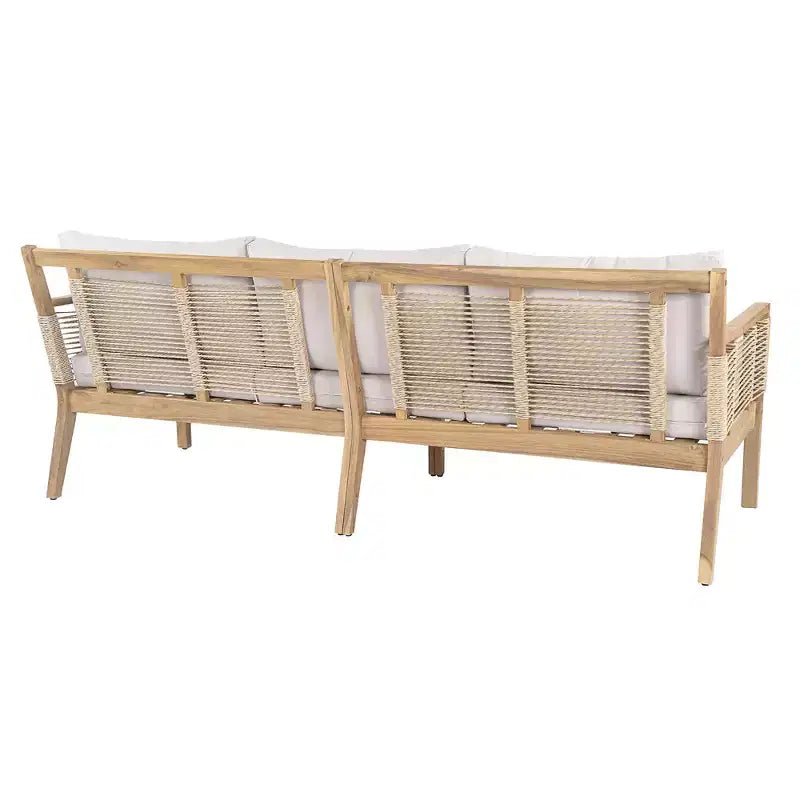 Ensemble de canapés de patio en bois d'acacia Whisen 5 pièces, ensemble de conversation d'extérieur avec canapé 3 places, 2 chaises et 2 tables basses