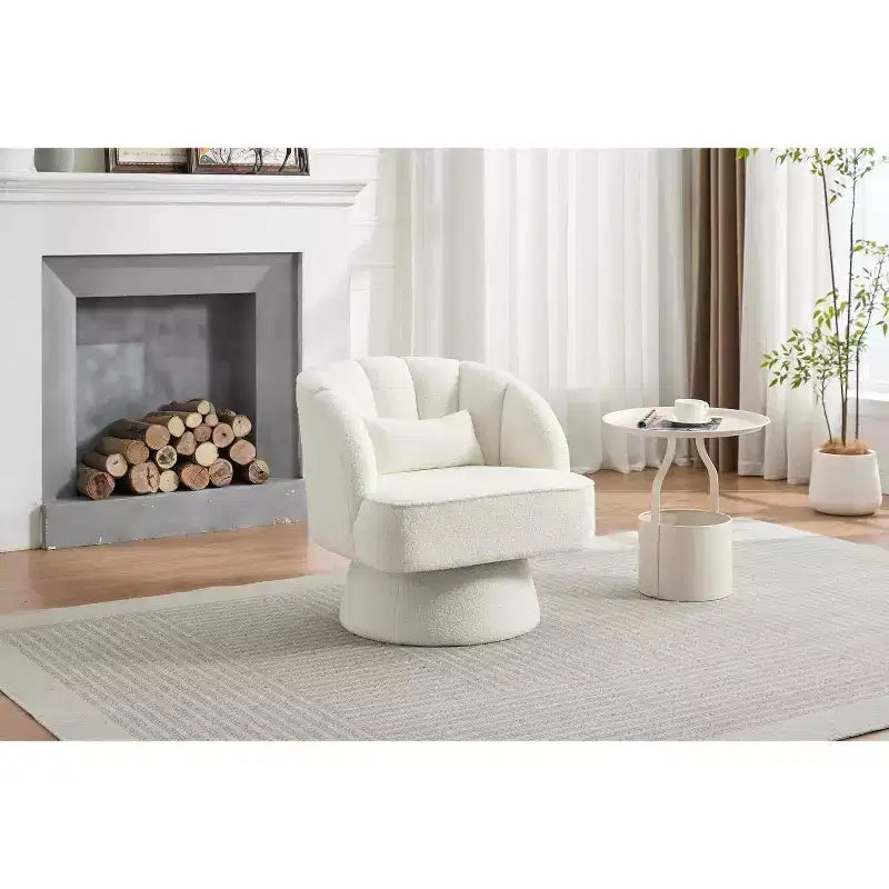 Fauteuil pivotant Acekool 360° – Fauteuil de salon douillet en velours Teddy