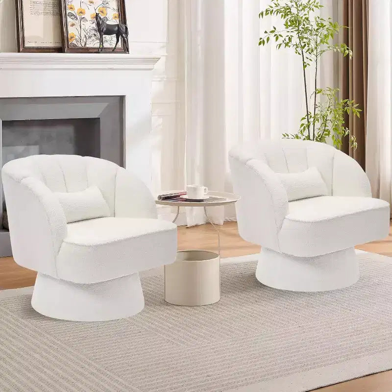 Fauteuil pivotant Acekool 360° – Fauteuil de salon douillet en velours Teddy