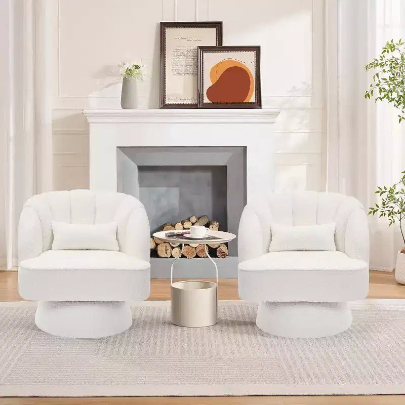 Fauteuil pivotant Acekool 360° – Fauteuil de salon douillet en velours Teddy