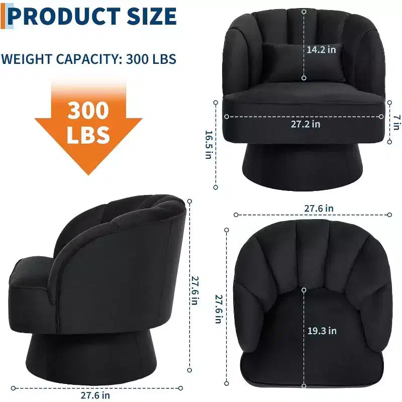 Fauteuil pivotant Acekool 360° – Fauteuil de salon douillet en velours Teddy