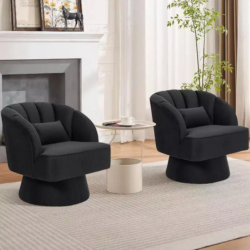 Fauteuil pivotant Acekool 360° – Fauteuil de salon douillet en velours Teddy