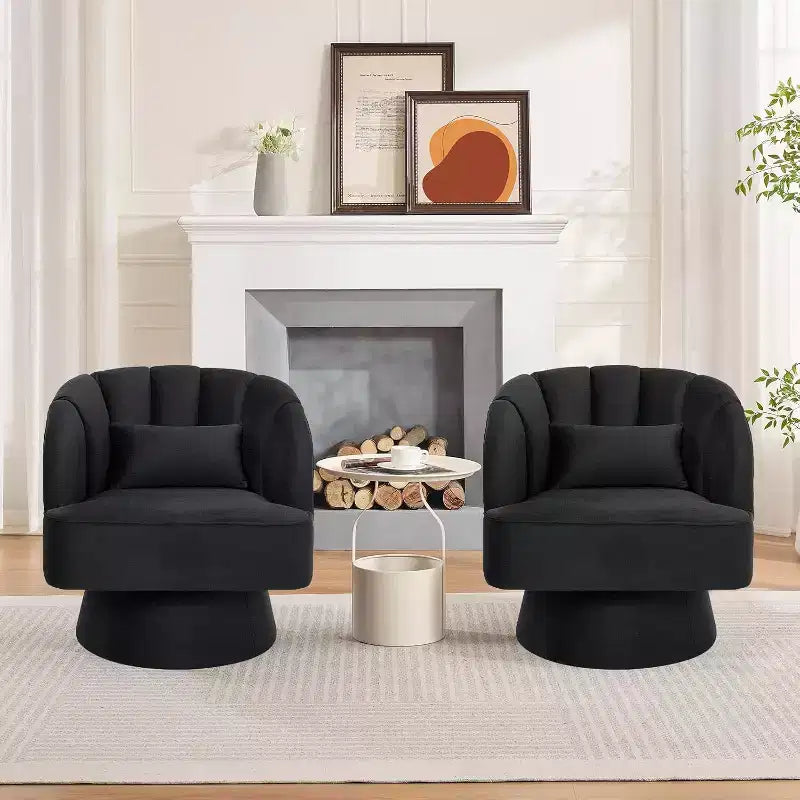 Fauteuil pivotant Acekool 360° – Fauteuil de salon douillet en velours Teddy