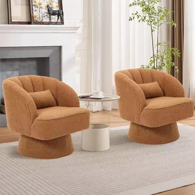Fauteuil pivotant Acekool 360° – Fauteuil de salon douillet en velours Teddy