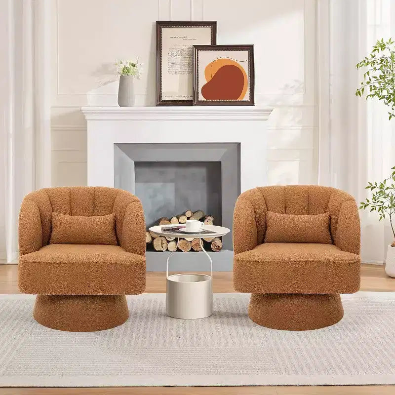Fauteuil pivotant Acekool 360° – Fauteuil de salon douillet en velours Teddy
