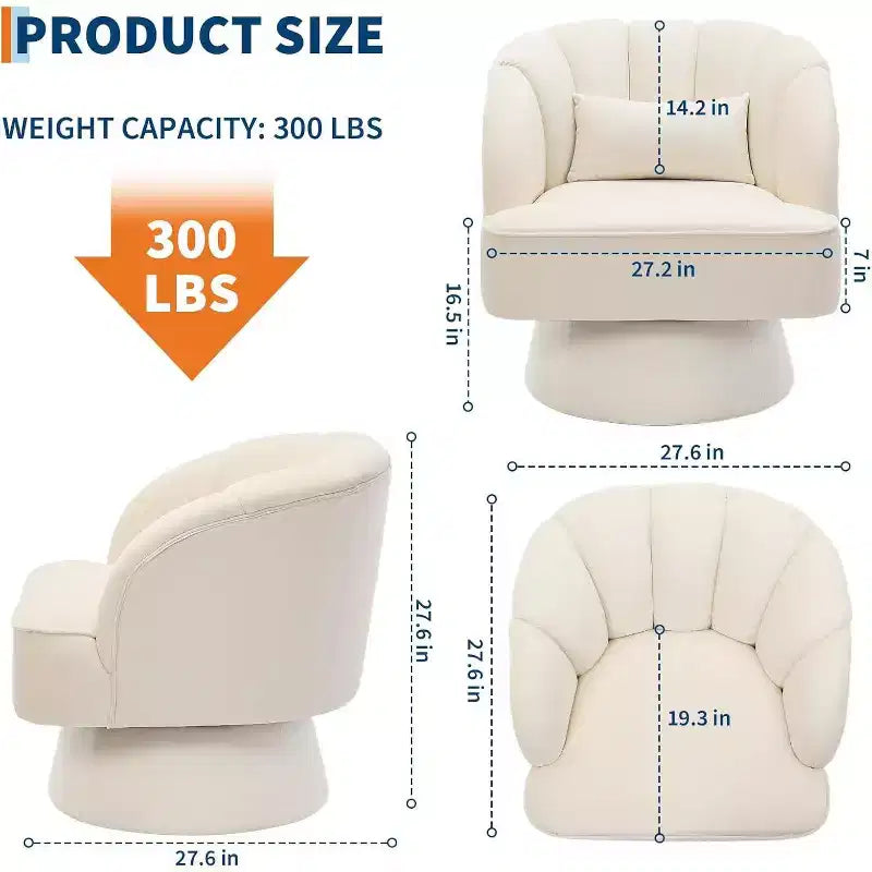 Fauteuil pivotant Acekool 360° – Fauteuil de salon douillet en velours Teddy