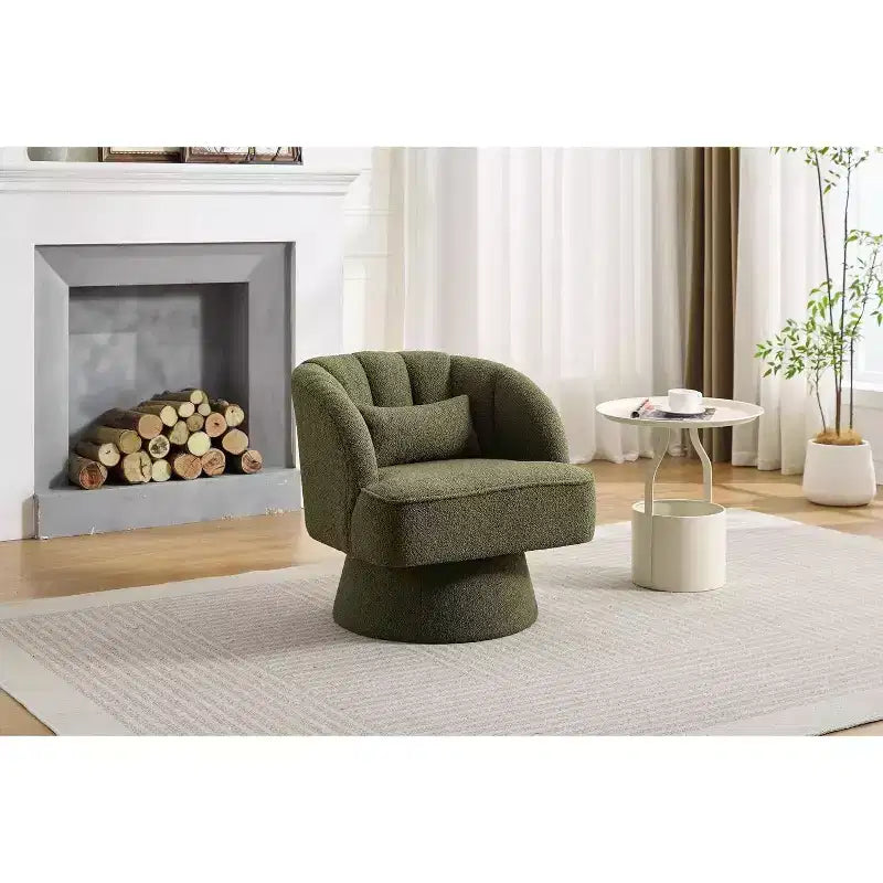 Fauteuil pivotant Acekool 360° – Fauteuil de salon douillet en velours Teddy