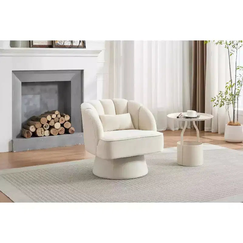 Fauteuil pivotant Acekool 360° – Fauteuil de salon douillet en velours Teddy
