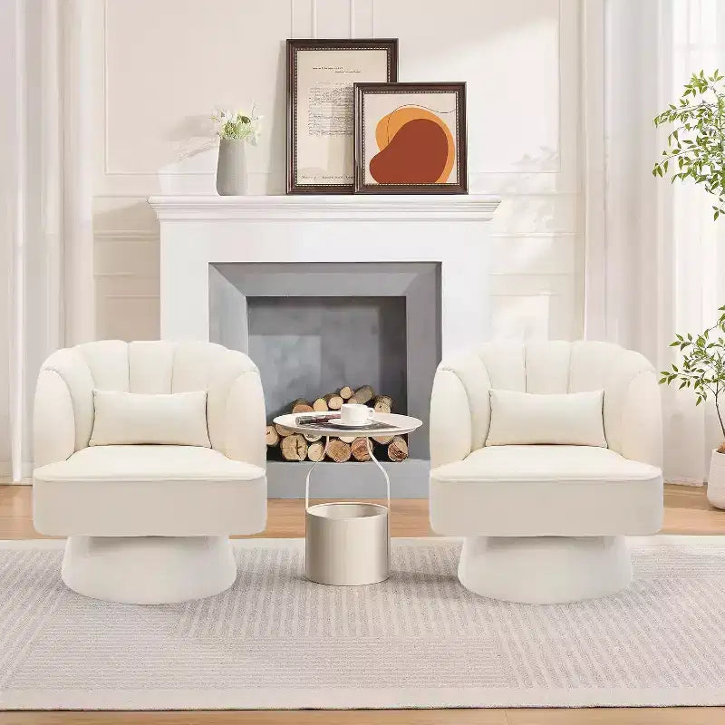 Fauteuil pivotant Acekool 360° – Fauteuil de salon douillet en velours Teddy