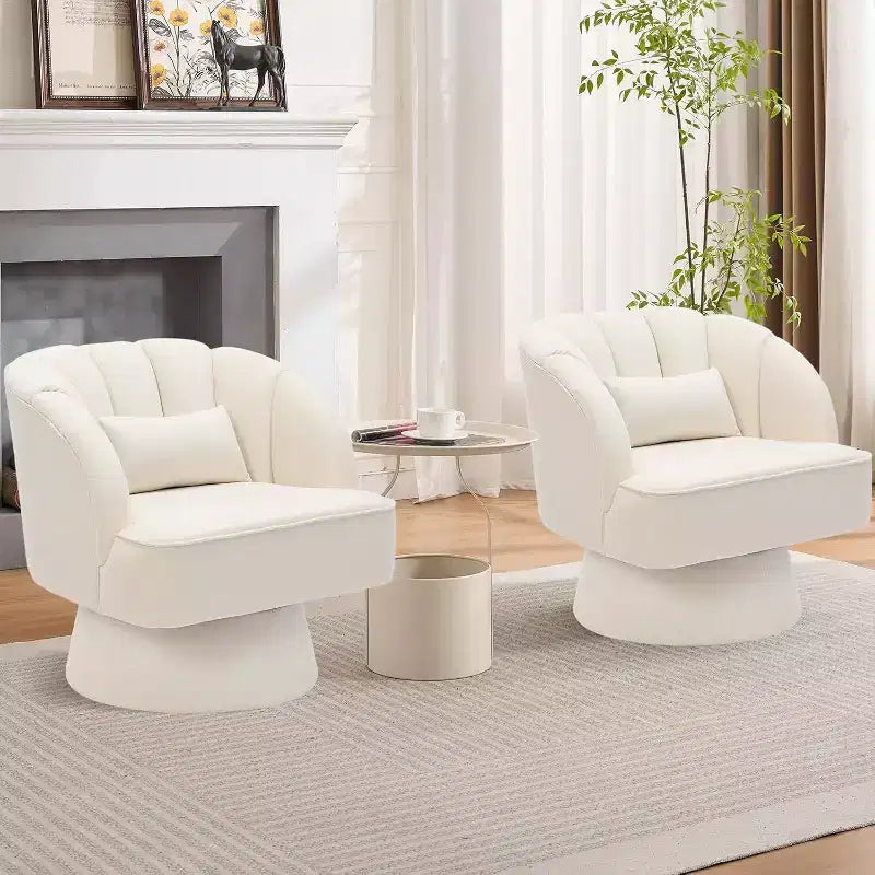 Fauteuil pivotant Acekool 360° – Fauteuil de salon douillet en velours Teddy