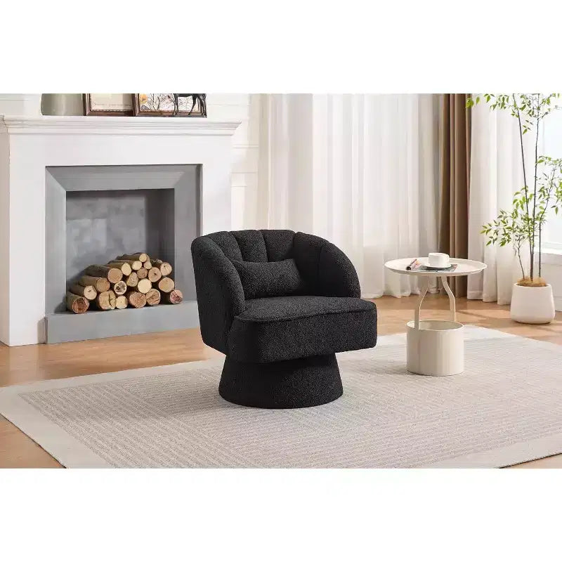 Fauteuil pivotant Acekool 360° – Fauteuil de salon douillet en velours Teddy