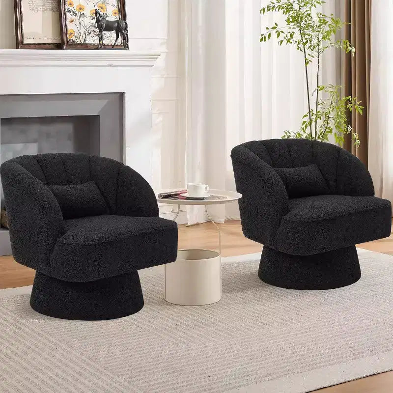 Fauteuil pivotant Acekool 360° – Fauteuil de salon douillet en velours Teddy
