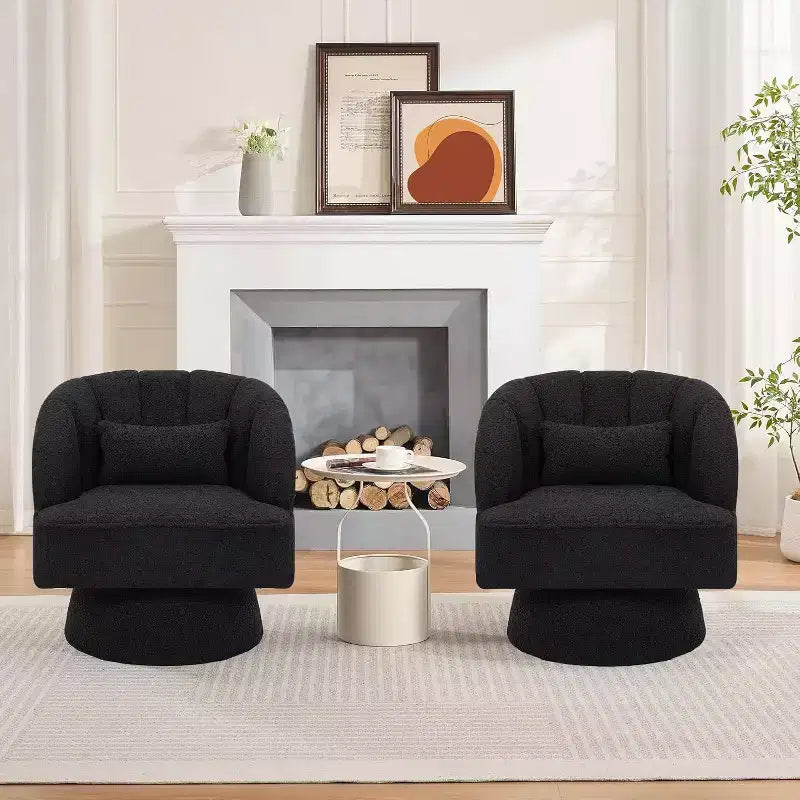 Fauteuil pivotant Acekool 360° – Fauteuil de salon douillet en velours Teddy