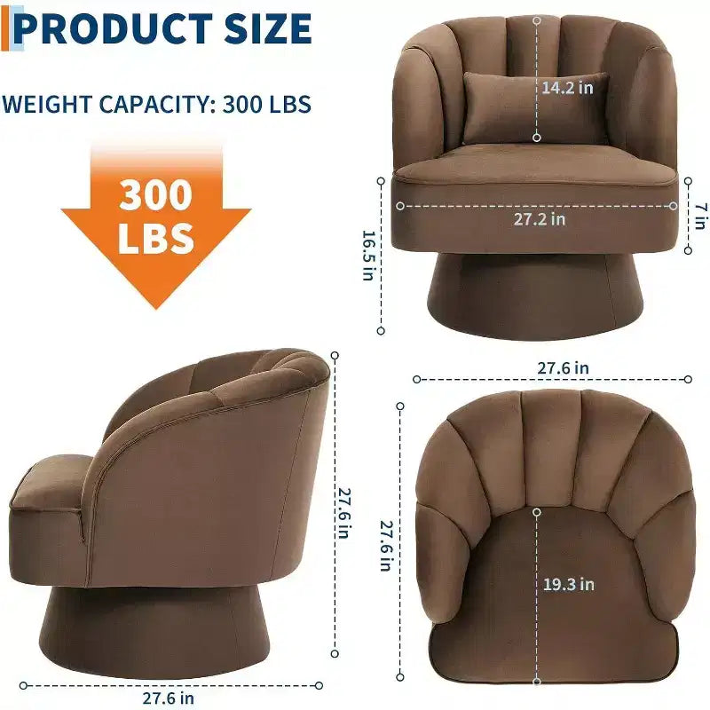 Fauteuil pivotant Acekool 360° – Fauteuil de salon douillet en velours Teddy
