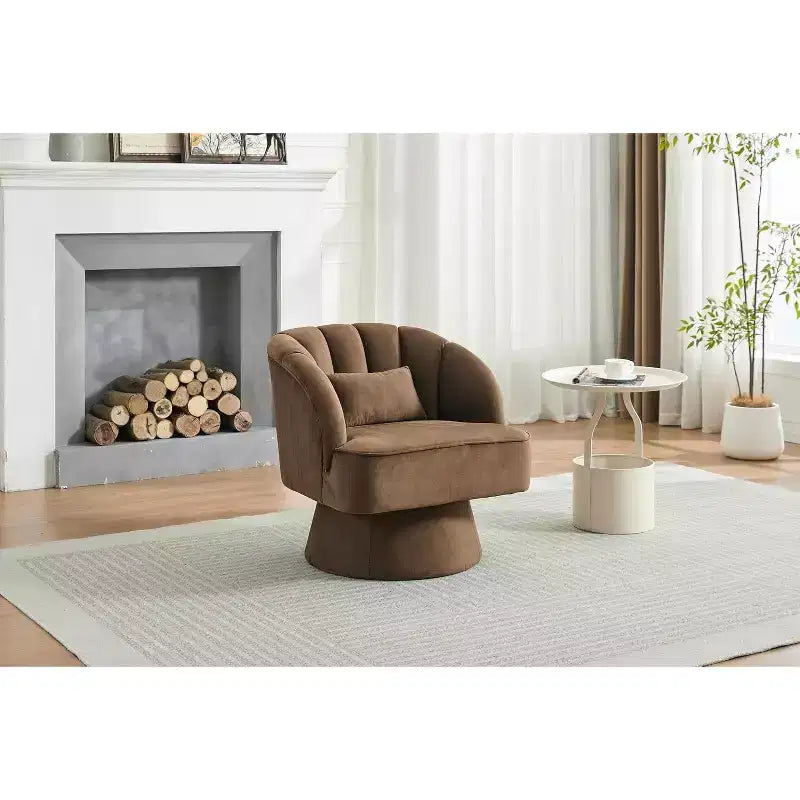 Fauteuil pivotant Acekool 360° – Fauteuil de salon douillet en velours Teddy