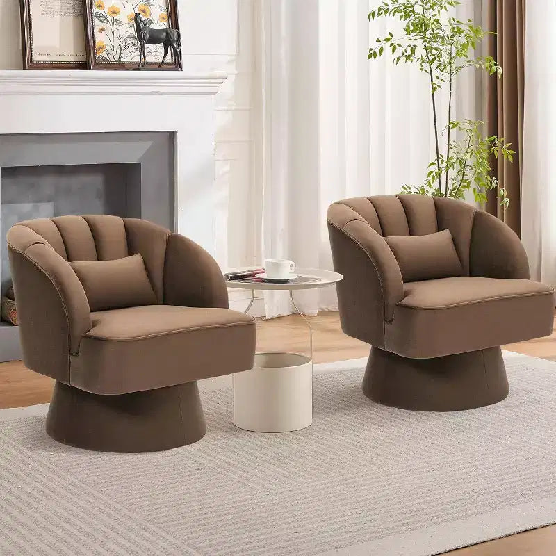 Fauteuil pivotant Acekool 360° – Fauteuil de salon douillet en velours Teddy