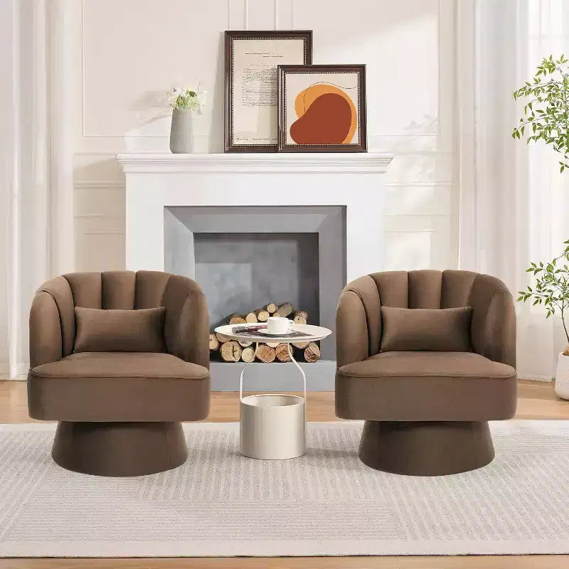 Fauteuil pivotant Acekool 360° – Fauteuil de salon douillet en velours Teddy
