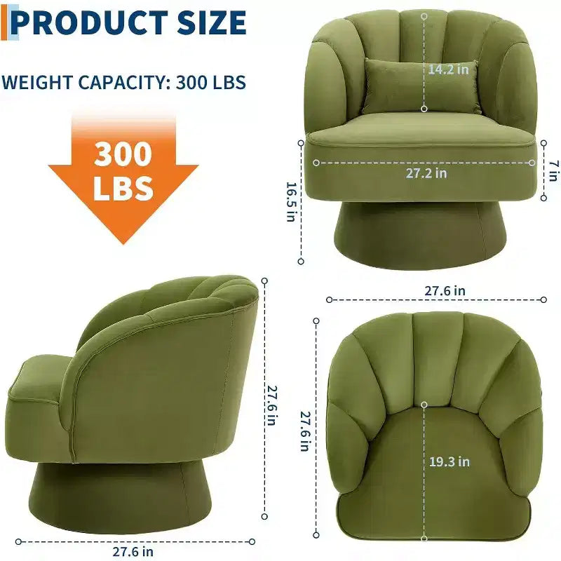 Fauteuil pivotant Acekool 360° – Fauteuil de salon douillet en velours Teddy
